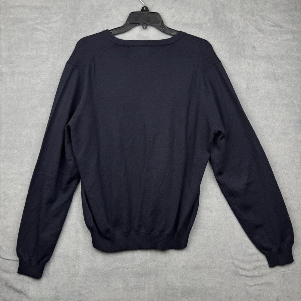 Brooks Brothers Mens‎ V Neck Merino Wool Blend Sweater Navy Size M
